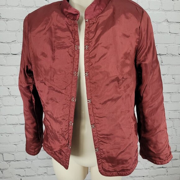 Spenser Evening Red 100% Silk Beaded Embroidered Leaves Lined Jacket Size 8 - Picture 4 of 12
